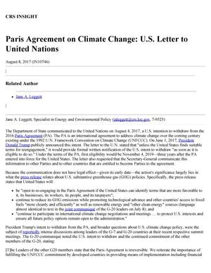 Primary view of Paris Agreement on Climate Change: U.S. Letter to the United Nations