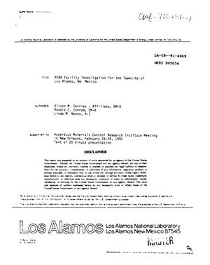 Primary view of RCRA Facility Investigation for the Townsite of Los Alamos, New Mexico