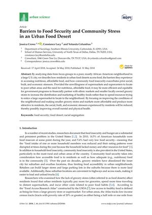 Barriers to Food Security and Community Stress in an Urban Food Desert