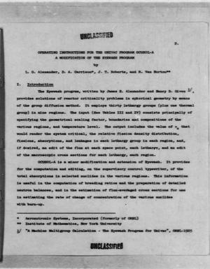 Primary view of Operating Instructions for the UNIVAC Program OCUSOL-A : a Modification of the Eyewash Program