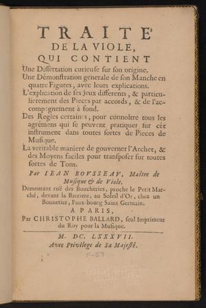 Primary view of Traité de la viole