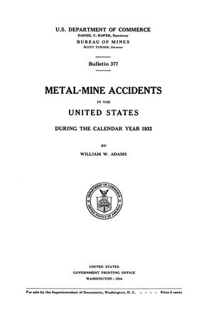 Primary view of Metal-Mine Accidents in the United States During the Calendar Year 1932