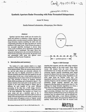 Primary view of Synthetic aperture radar processing with polar formatted subapertures