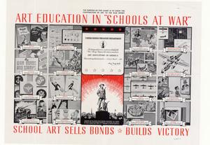 Primary view of Art education in "schools at war" : school art sells bonds -- builds victory.