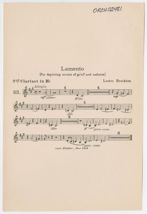 Primary view of Lamento: Clarinet 2 in Bb Part