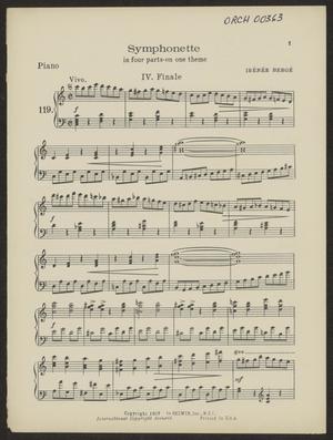 Primary view of Symphonette, [Part] 4. Finale: Piano Part
