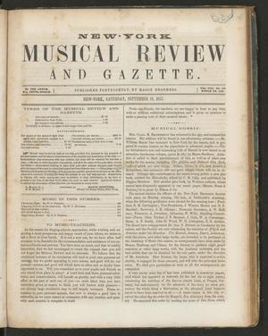 Primary view of New York Musical Review and Gazette, Volume 8, Number 19, September 19, 1857