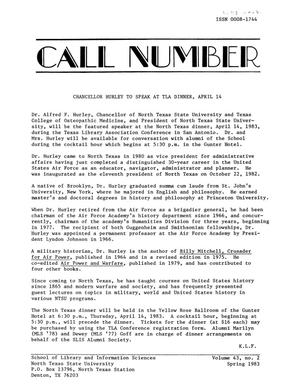 The Call Number, Volume 43, Number 2, Fall 1983