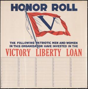 Primary view of object titled '[Victory Liberty Loan Honor Roll poster, World War I]'.