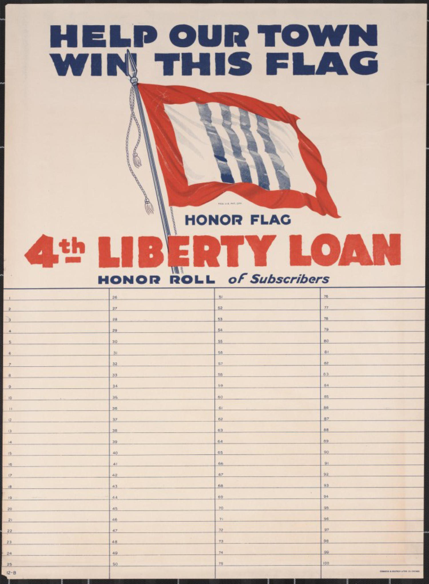 [4th Liberty Loan Honor Roll poster, World War I]
                                                
                                                    [Sequence #]: 1 of 1
                                                