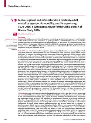 Global, regional, and national under-5 mortality, adult mortality, age-specific mortality, and life expectancy, 1970–2016: a systematic analysis for the Global Burden of Disease Study 2016