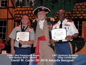 Primary view of [Emmanuel Reyes and Anthony Hambric at the David W. Carter HS Awards Banquet]