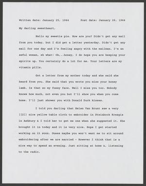 Primary view of [Typed version: Letter to Private Nicholas C. Soviero from Carolyn R. Itri, January 25, 1944]