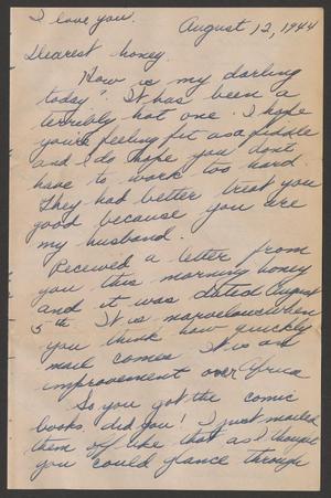 Primary view of [Letter from Carolyn R. Itri to Private Nicholas C. Soviero, August 12, 1944]