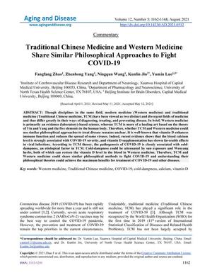 Traditional Chinese Medicine and Western Medicine Share Similar Philosophical Approaches to Fight COVID-19