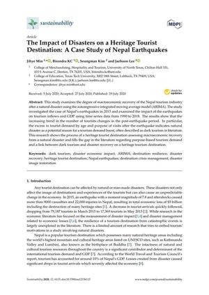 The Impact of Disasters on a Heritage Tourist Destination: A Case Study of Nepal Earthquakes