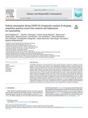 Fashion consumption during COVID-19: Comparative analysis of changing acquisition practices across nine countries and implications for sustainability