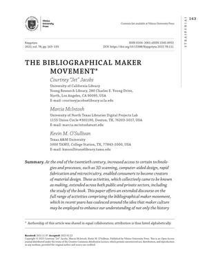 The Bibliographical Maker Movement