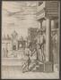 Artwork: [Etching and engraving print of a man begging on a stoop]