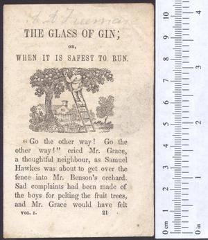 Primary view of The glass of gin; or, when it is safest to run.