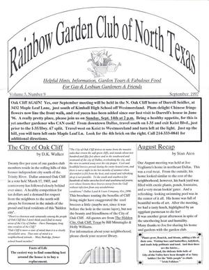 Rainbow Garden Club of North Texas Newsletter, Volume 5, Number 9, September 1997
