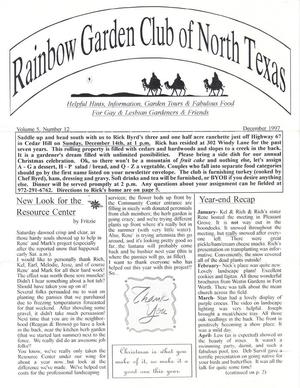 Primary view of object titled 'Rainbow Garden Club of North Texas Newsletter, Volume 5, Number 12, December 1997'.