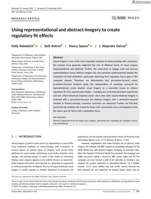 Using representational and abstract imagery to createregulatory fit effects