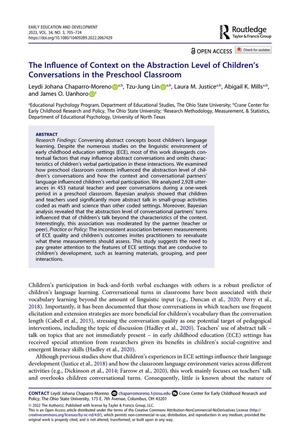 The Influence of Context on the Abstraction Level of Children’s Conversations in the Preschool Classroom