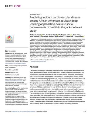 Predicting incident cardiovascular disease among African-American adults: A deep learning approach to evaluate social determinants of health in the Jackson heart study