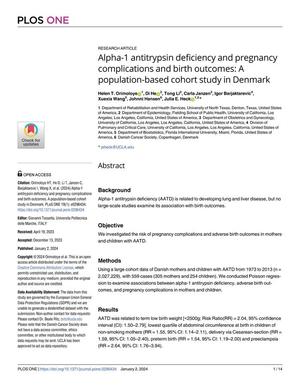 Alpha-1 antitrypsin deficiency and pregnancy complications and birth outcomes: A population-based cohort study in Denmark