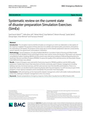 Systematic review on the current state of disaster preparation Simulation Exercises