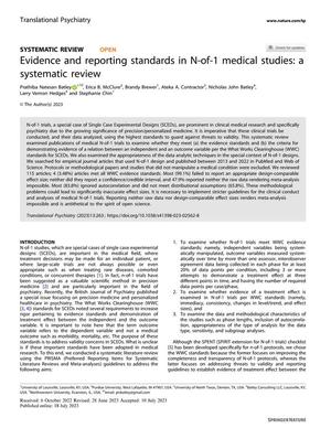 Evidence and reporting standards in N-of-1 medical studies: a systematic review