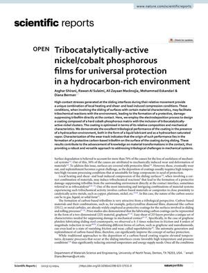 Tribocatalytically-active nickel/cobalt phosphorous films for universal protection in a hydrocarbon-rich environment