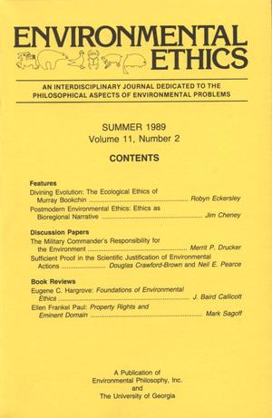 Environmental Ethics, Volume 11, Number 2, Summer 1989
