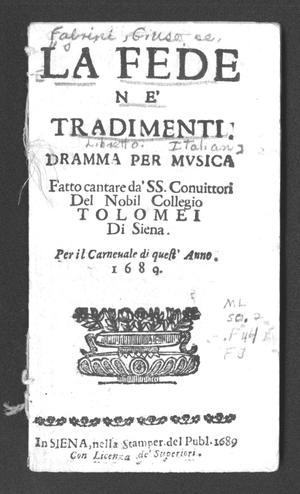 Primary view of La fede ne' tradimenti