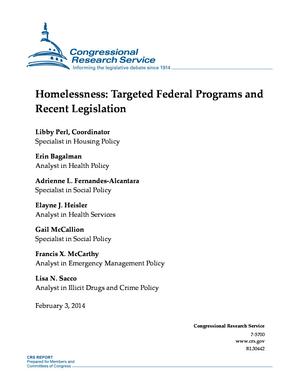 Primary view of object titled 'Homelessness: Targeted Federal Programs and Recent Legislation'.