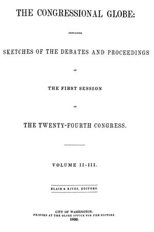 Primary view of The Congressional Globe, Volume 2-3: Twenty-Fourth Congress, First Session