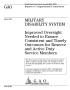 Report: Military Disability System: Improved Oversight Needed to Ensure Consi…