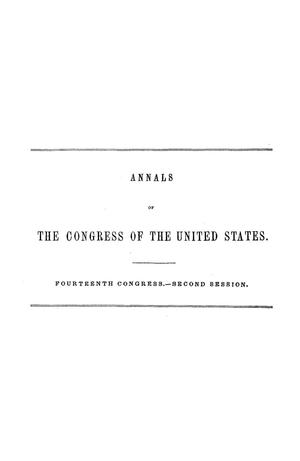 Primary view of The Debates and Proceedings in the Congress of the United States, Fourteenth Congress, Second Session