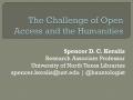 Presentation: The Challenge of Open Access and the Humanities
