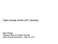 Presentation: Open Access at the UNT Libraries