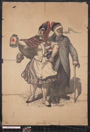 Primary view of [Marianne and soldier collect for the Red Cross]