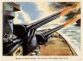 Poster: Big guns of a British battleship. Each gun fires a shell weighing nea…