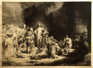 Primary view of Christ with sick around him, receiving little children (The 'Hundred Guilder Print')