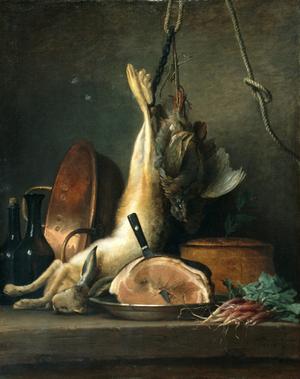 Primary view of Still Life with Copper Kettle, Ham, and Rabbit