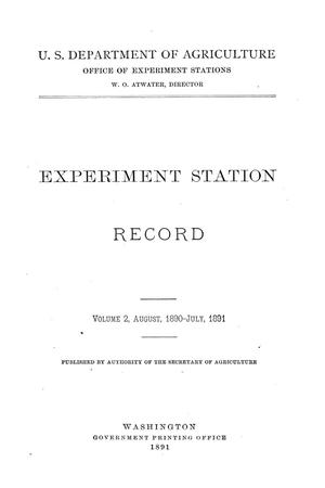 Primary view of Experiment Station Record, Volume 2, August 1890-July 1891
