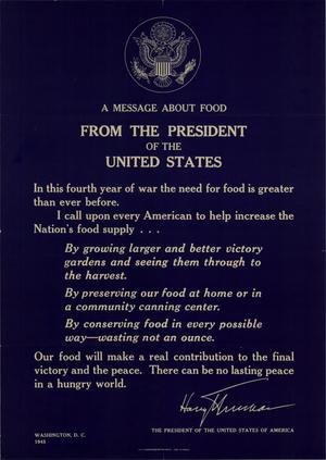Primary view of A message about food from the President of the United States.