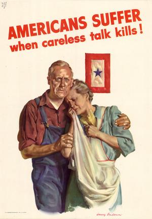 Primary view of object titled 'Americans suffer when careless talk kills!'.