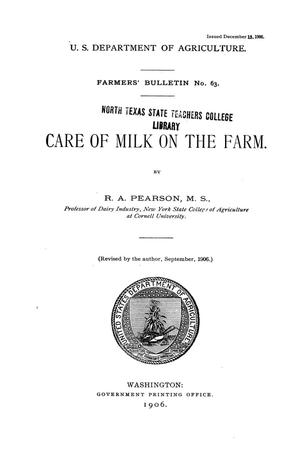 Primary view of Care of milk on the farm.