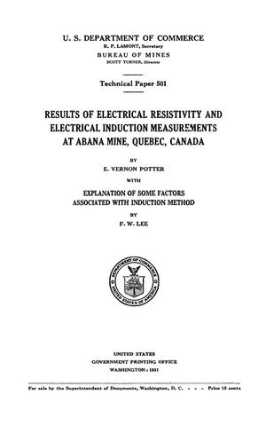 Primary view of Results of Electrical Resistivity and Electrical Induction Measurements at Abana Mine, Quebec, Canada: Explanation of Some Factors Associated with Induction Method
